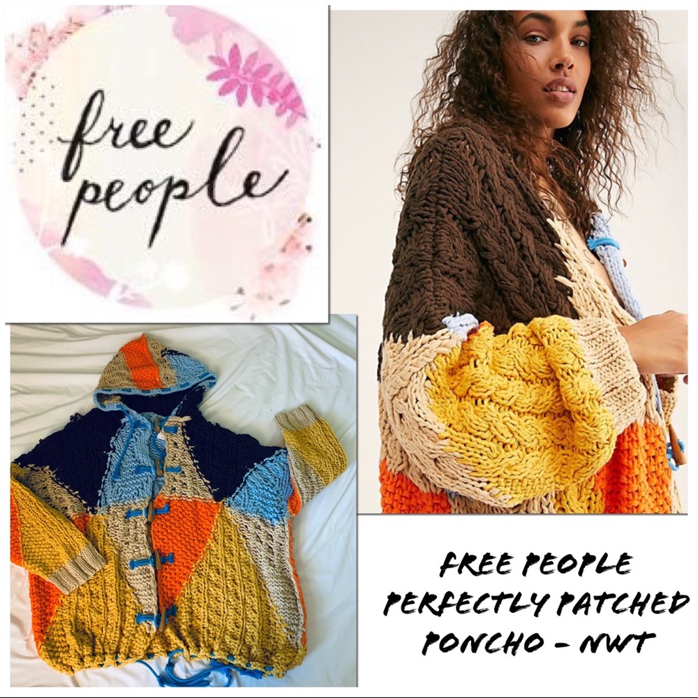 Free People Perfectly Patched Poncho / Sweater